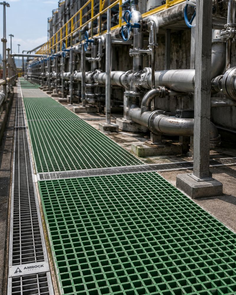 FRP Gratings, Drain Covers & Walkways by AMROCK